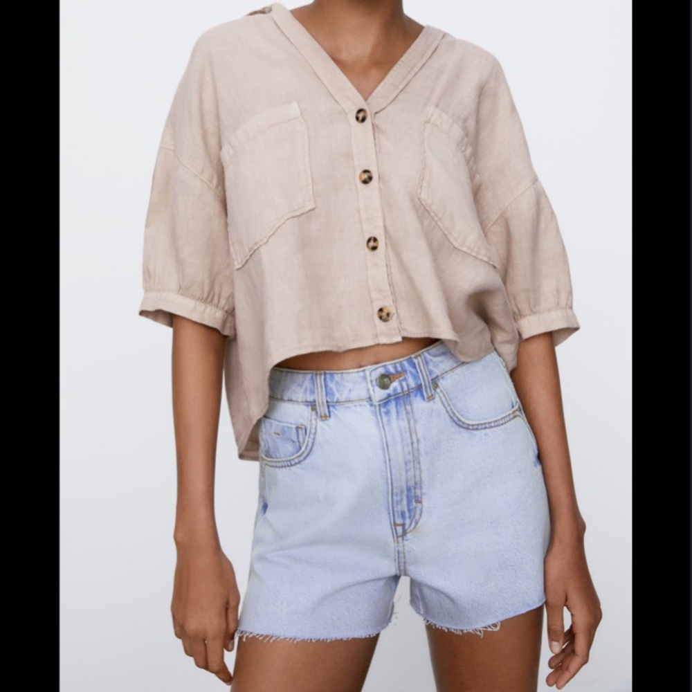 Zara cropped linen top